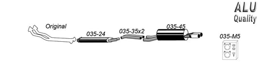 Avgassystem BMW E28 6-cyl 2*70