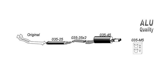 Avgassystem BMW E28 6-cyl 2*70