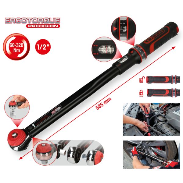 KS TOOLS ERGOTORQUE precision momentnyckel med spärr