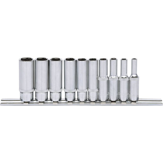 KS TOOLS 1/4" CHROMEplus sexkant-hylssats, lång 10-delars.4-13mm KS918.0610