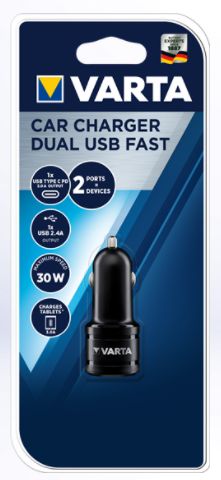 Varta Car Charger Dual USB Type C PD & USB A