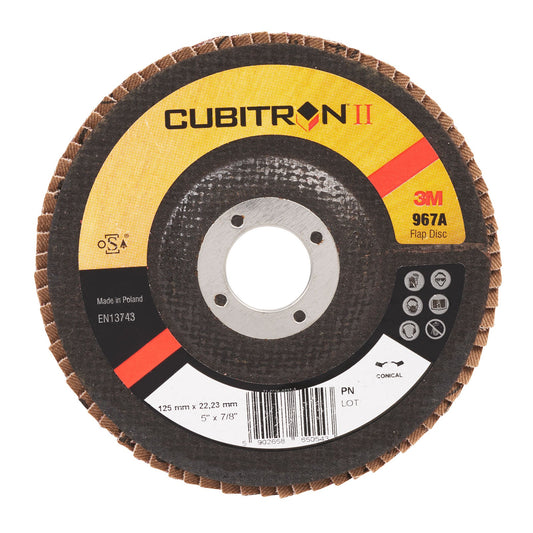 3M™ Cubitron™ II 967A Lamellrondell, 125 mm, Konisk, 40+ – Högpresterande sliprondell med precisionsformade slipmineraler