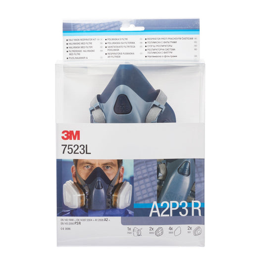 3M Startpaket 7500-serien A2/P3 Large– Komplett Andningsskydd med Halvmask och Filter för Krävande Miljöer