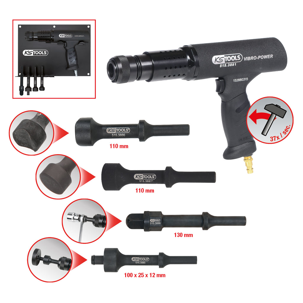 KS TOOLS KS515.3880 Vibro Impact Mejselhammarsats – 6-delar