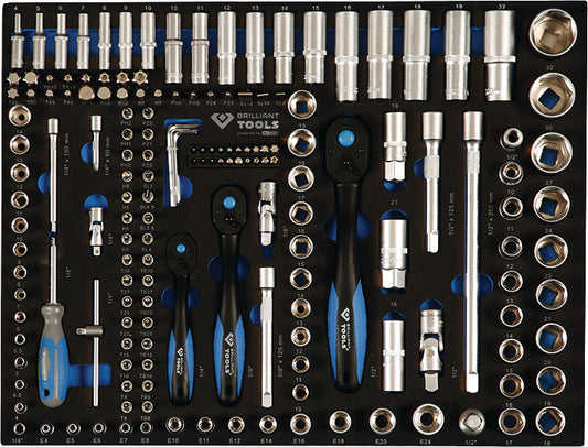 Verkstadsvagn med verktyg – 207 delar – Brilliant Tools BT153207