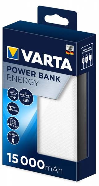 VARTA Power Bank Energy 15000 mAh – Kraftfull och Portabel Laddare med USB-C och Snabbladdning