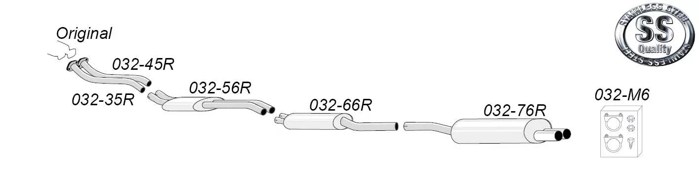 Avgassystem BMW E46 6-cyl 2*70