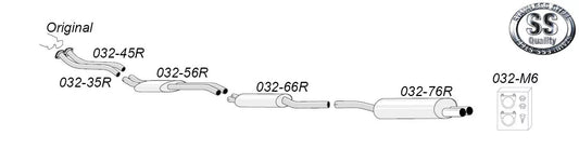 Avgassystem BMW E46 6-cyl 2*70