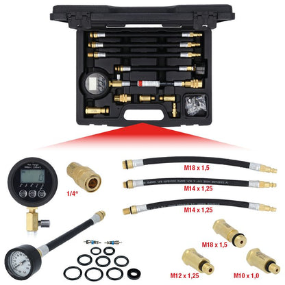 KS TOOLS digital kompresssionstryck-tester 10-delars