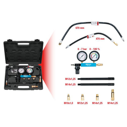 KS TOOLS Cylinder-tryckfallstestare, 9-delars