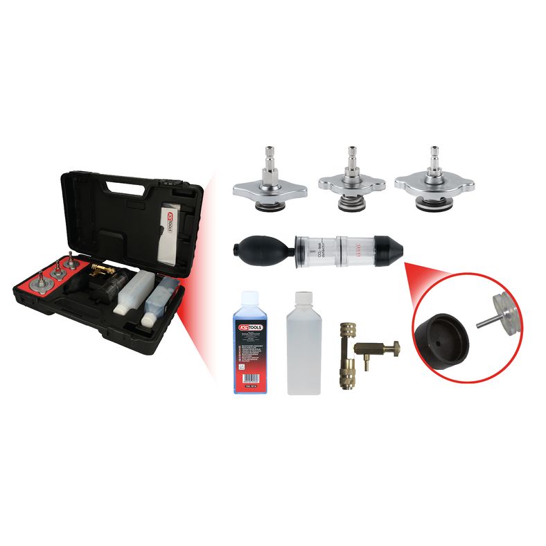 KS TOOLS CO2-cylinderhuvud-läcktest-sats, 8-delars