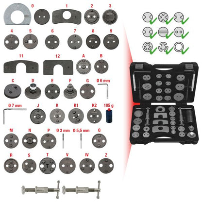 KS TOOLS Bromskolvsverktyg magnetisk, Innehåller 41 delar