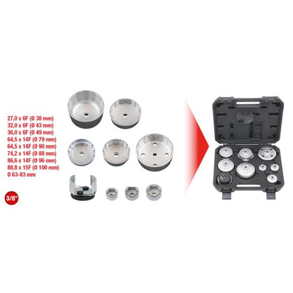 KS TOOLS Oljefilterverktygssats 3/8" 9-DELAR