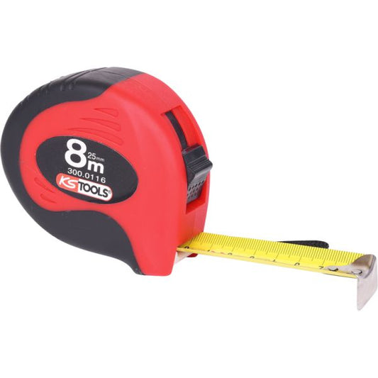 KS TOOLS Måttband med spärr, svart-rött, 8m, 25mm