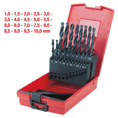 KS TOOLS HSS-G spiralborrsats, låda i plast 19-delar 1-10mm