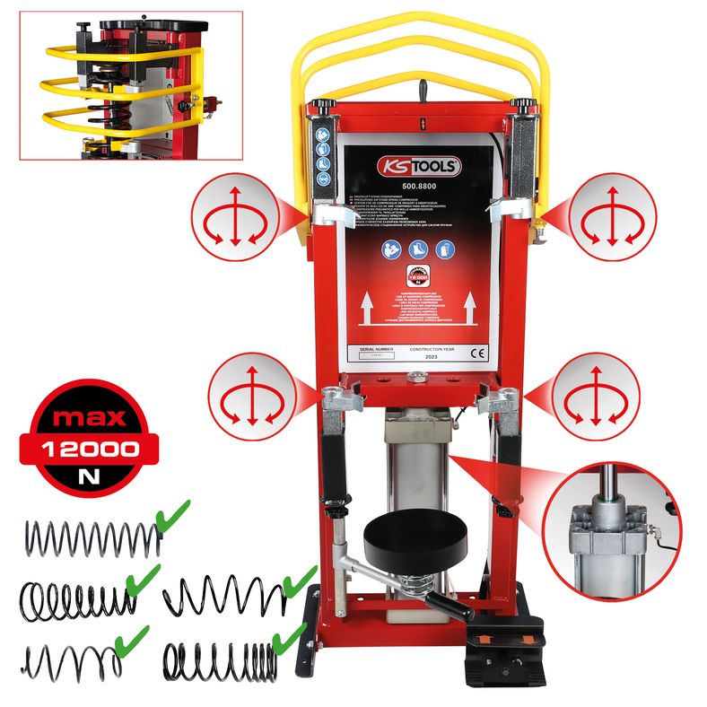 KS TOOLS Stationär Tryckluft-ställ-fjäderspännare, max. 10 bar