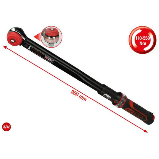 KS TOOLS 3/4" ERGOTORQUEprecision momentnyckel med spärr, vridknapp, 200-