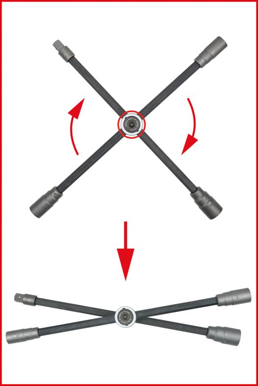 KS TOOLS Hjul-fälgkors med glidled för personbil, 3/4" x 24 x 27 x 32mm