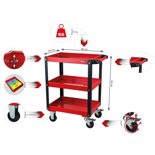KS TOOLS ECOline Verkstad-servicevagn