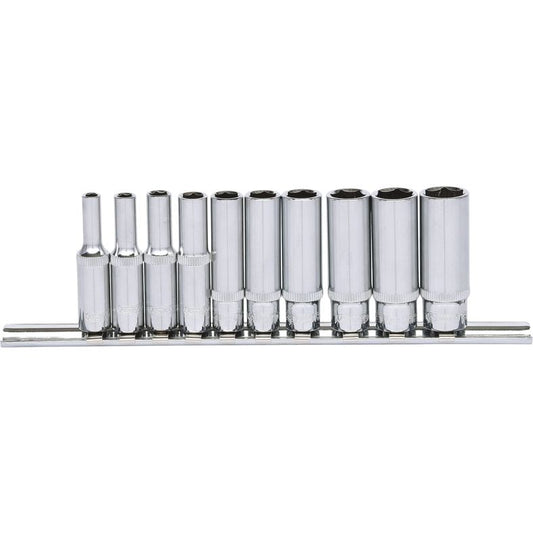 KS TOOLS 1/4" CHROMEplus sexkant-hylssats, lång 10-delars.4-13mm KS918.0610