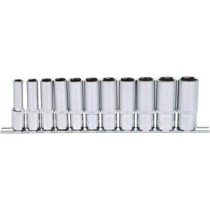 KS TOOLS 3/8" CHROMEplus sexkant-hylssats, lång 11-delars.8-19mm KS918.0611