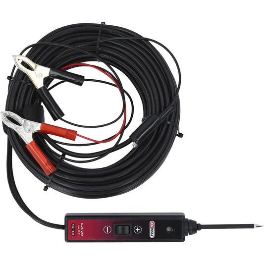 KS TOOLS Funktionstestlampa 6-24 V likspänning med 25 meter kabel
