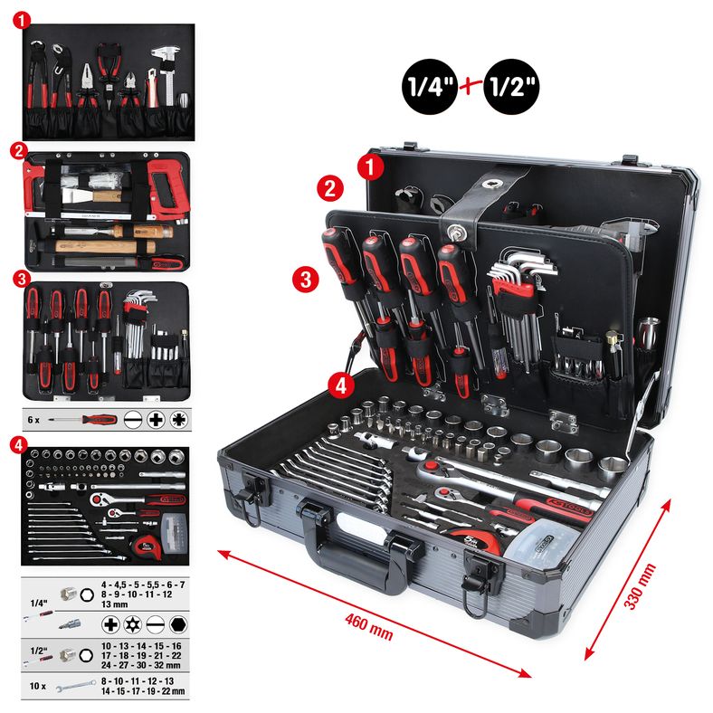 KS Tools Verktygssats 149 delar – Professionell verktygslösning i aluminiumväska