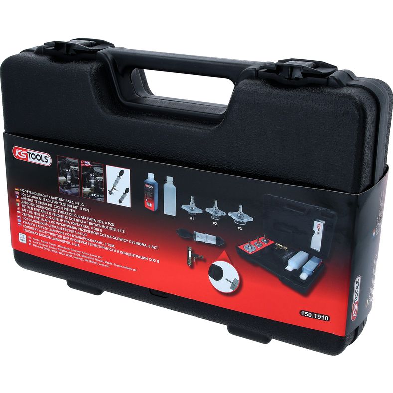 KS TOOLS CO2-cylinderhuvud-läcktest-sats, 8-delars
