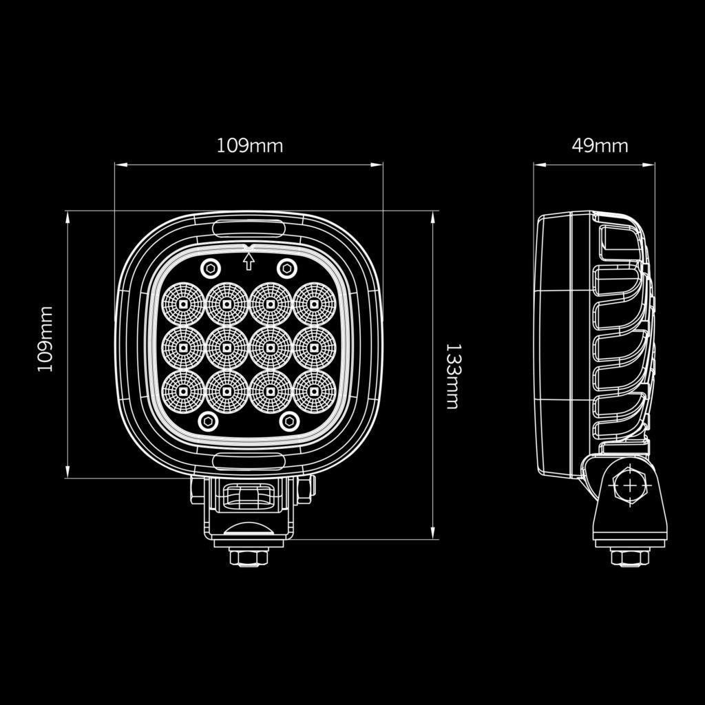 President Arbetsljus 2.0 – 25W positionsljus orange, Flood, IP6K9K, Vattentät LED arbetslampa