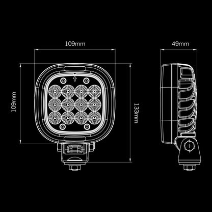 President Arbetsljus 2.0 – 25W positionsljus orange, Flood, IP6K9K, Vattentät LED arbetslampa